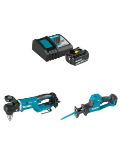 Makita Taladro de Ángulo Derecho 18V LXT + Sierra Recíproca 5Ah