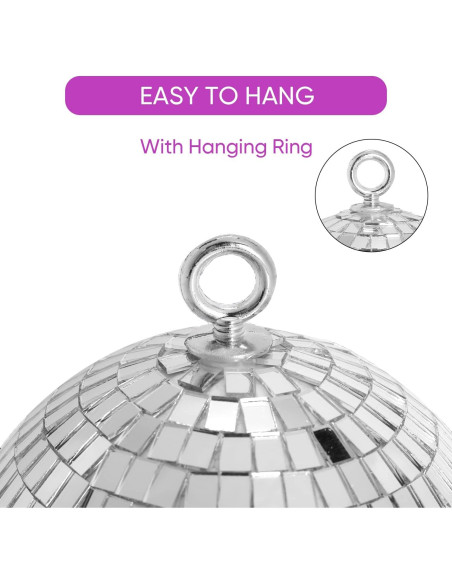 Bola de Espejo Disco Plata 15 cm con Anillo para Fiestas