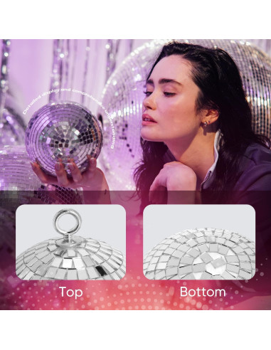 Bola de Espejo Disco Plata 15 cm con Anillo para Fiestas