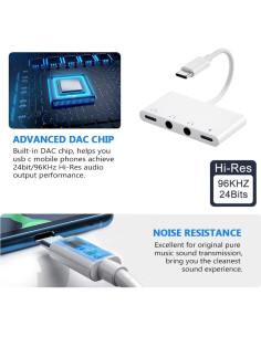 Adaptador USB C a 3.5mm PAReader con carga rápida y audio Hi-Fi 2
