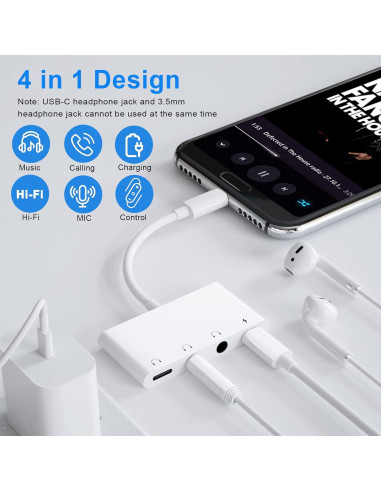 Adaptador USB C a 3.5mm PAReader con carga rápida y audio Hi-Fi