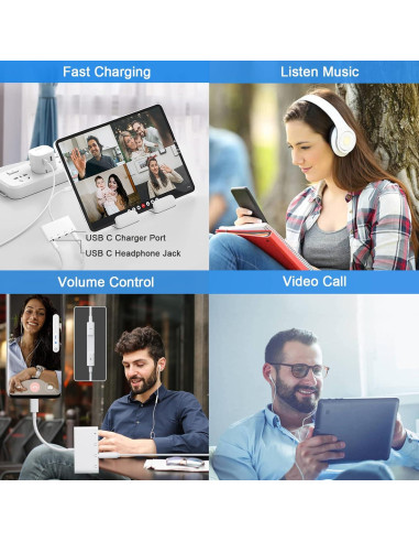 Adaptador USB C a 3.5mm PAReader con carga rápida y audio Hi-Fi