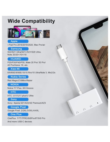 Adaptador USB C a 3.5mm PAReader con carga rápida y audio Hi-Fi