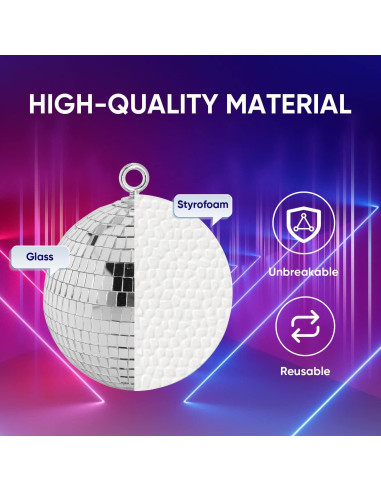 Bola de Espejo Disco Plata 15 cm con Anillo para Fiestas