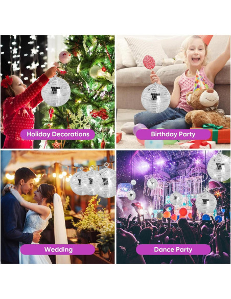 Bola de Espejo Disco Plata 15 cm con Anillo para Fiestas