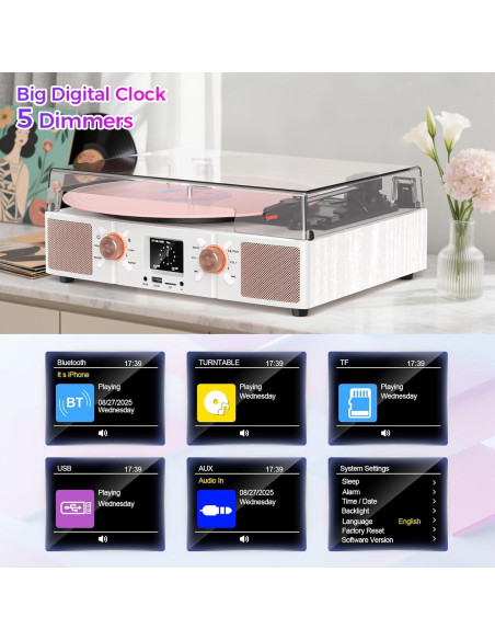 Tocadiscos Bluetooth TANLANIN SON1-TE-2032A-WT 3 Velocidades