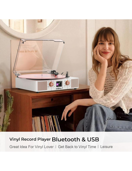 Tocadiscos Bluetooth TANLANIN SON1-TE-2032A-WT 3 Velocidades