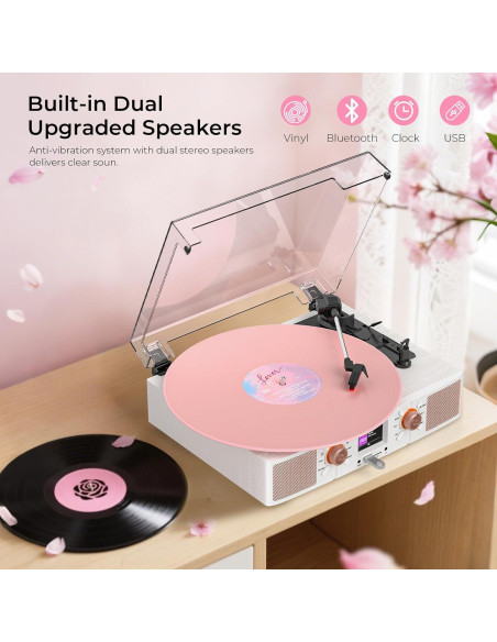 Tocadiscos Bluetooth TANLANIN SON1-TE-2032A-WT 3 Velocidades