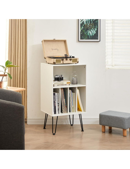 Soporte para Tocadiscos Leesingdo BU-035 Blanco con Almacenamiento