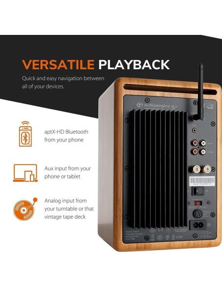 Altavoces Estéreo Bluetooth Audioengine A5+ 150W Madera