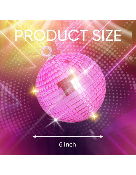Bola de Espejo Disco Rosa 15 cm para Fiestas y Decoraciones