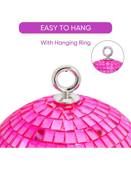 Bola de Espejo Disco Rosa 15 cm para Fiestas y Decoraciones