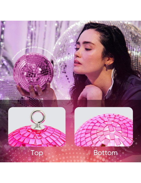 Bola de Espejo Disco Rosa 15 cm para Fiestas y Decoraciones