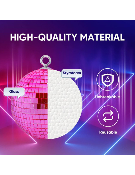 Bola de Espejo Disco Rosa 15 cm para Fiestas y Decoraciones