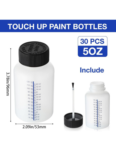 Honeydak 30 Botellas Vacías 150ml con Pincel y Tapas Seguras