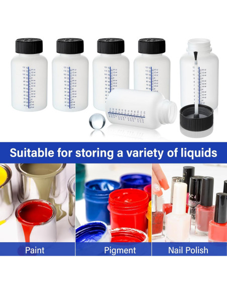 Honeydak 30 Botellas Vacías 150ml con Pincel y Tapas Seguras