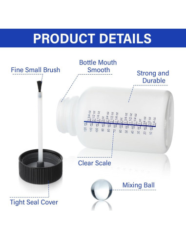 Honeydak 30 Botellas Vacías 150ml con Pincel y Tapas Seguras