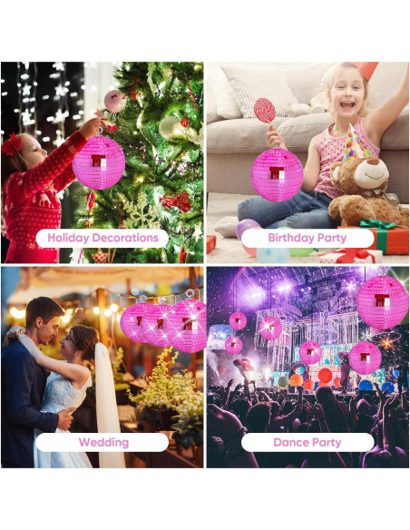 Bola de Espejo Disco Rosa 15 cm para Fiestas y Decoraciones