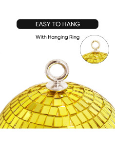 Bola de Disco Espejo Dorada 15 cm para Fiestas y Decoración 2