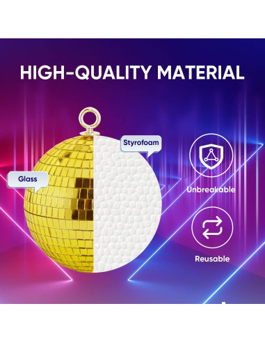 Bola de Disco Espejo Dorada 15 cm para Fiestas y Decoración