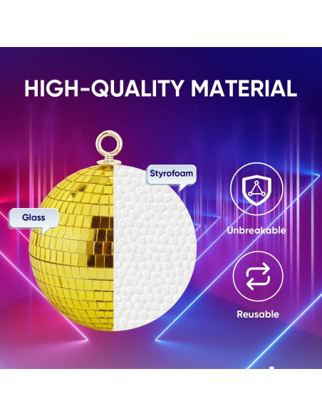 Bola de Disco Espejo Dorada 15 cm para Fiestas y Decoración