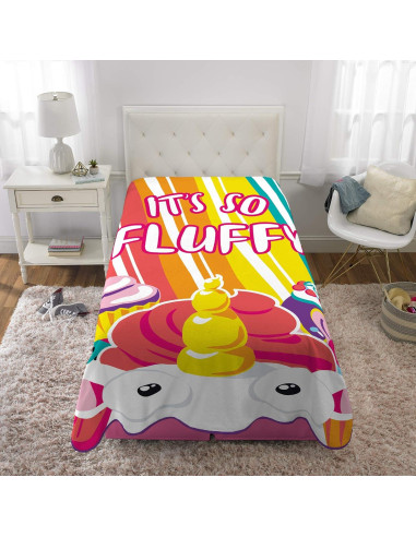 Manta de Cama Franco Kids Unicornio Esponjoso 158x229 cm