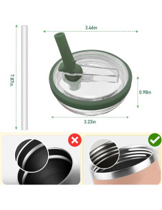 Paquete de 2 Tapas de Popote Invertido Bnoname 30 oz Verde 2