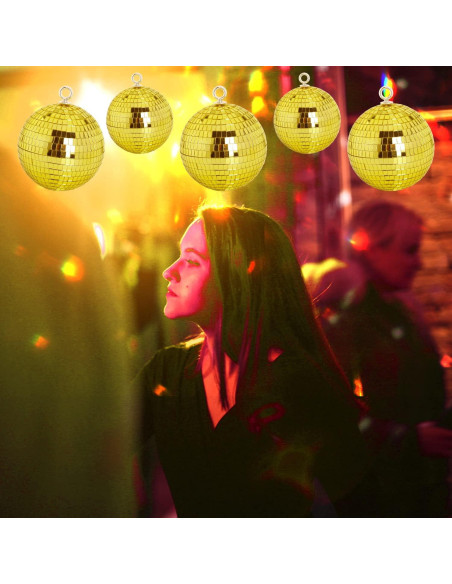 Bola de Disco Espejo Dorada 15 cm para Fiestas y Decoración