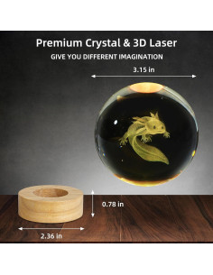 Luz Nocturna Axolote 3D ZXBLAQ con Base de Madera LED 16 Colores 2