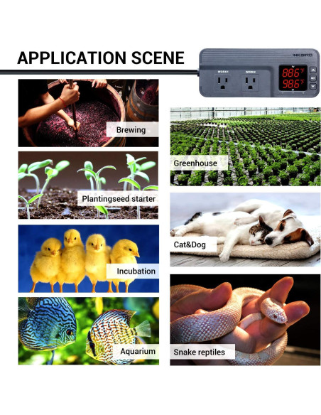 Controlador de Temperatura Inkbird ITC-608T 1800W Doble Sensor