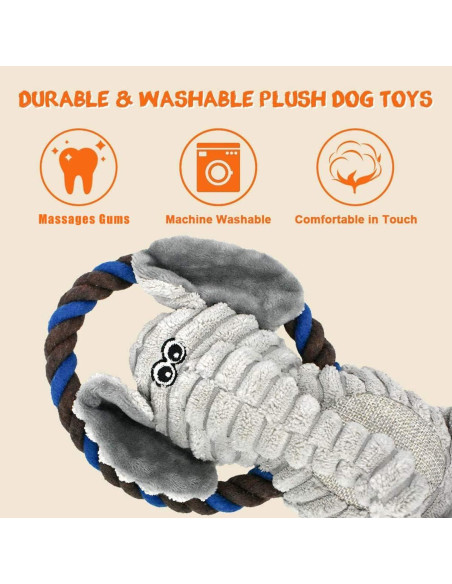 Juguete Interactivo para Perros HUGEME - Cuerda y Peluche 30cm