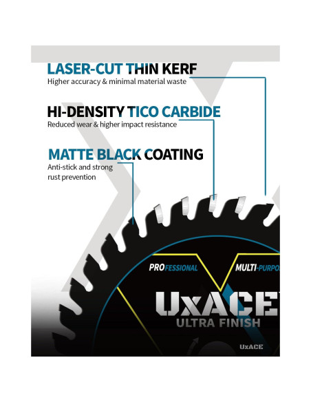 Hoja de sierra circular UXACE 3" 36T carburo para madera - 3 piezas
