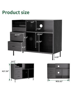 Soporte para Tocadiscos WDYLWFHW con Estantes Ajustables Negro 2