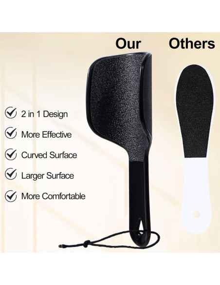 Lima de Pie Curvada Beomeen Doble Cara 2 Piezas Negro