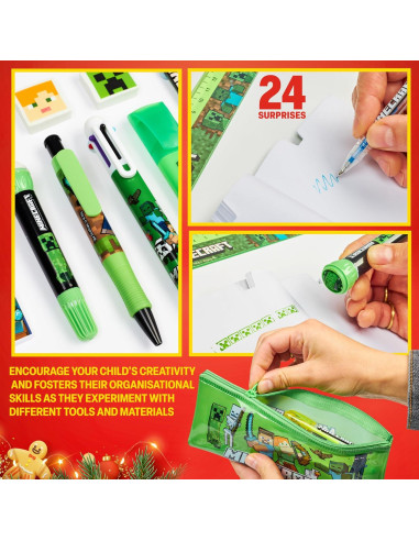 Calendario de Adviento Minecraft 2025 para Niños - 24 Sorpresas