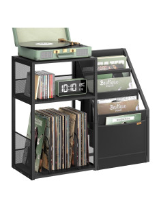 VASAGLE Soporte para Tocadiscos 3 Niveles Negro Ébano