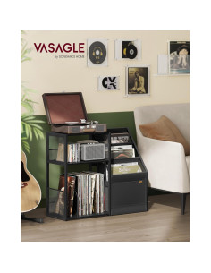 VASAGLE Soporte para Tocadiscos 3 Niveles Negro Ébano 2