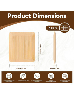 Juego de 6 Raspadores de Bambú Natural DEBETOOL - Sin Rayones 2