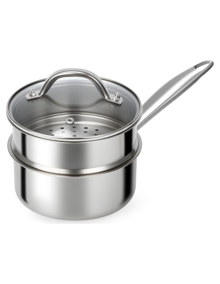 Cacerola Vaporera Ohtomber 1.5L Acero Inoxidable Antiadherente