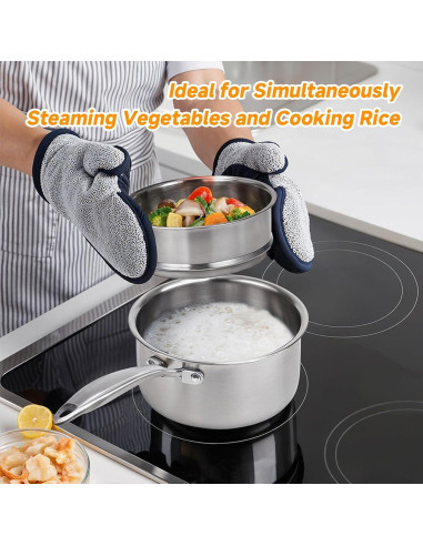 Cacerola Vaporera Ohtomber 1.5L Acero Inoxidable Antiadherente