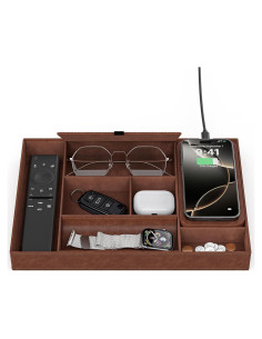 Bandeja de Valet con Cargador Inalámbrico Cargador Futuro 7 Compartimentos