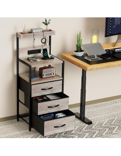 Mesita de Noche SZLHANJZ con Carga USB y 3 Cajones 2