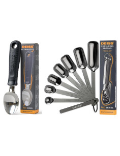 Cucharón de Helado Deiss Pro Acero Inoxidable + Cucharas Medidoras