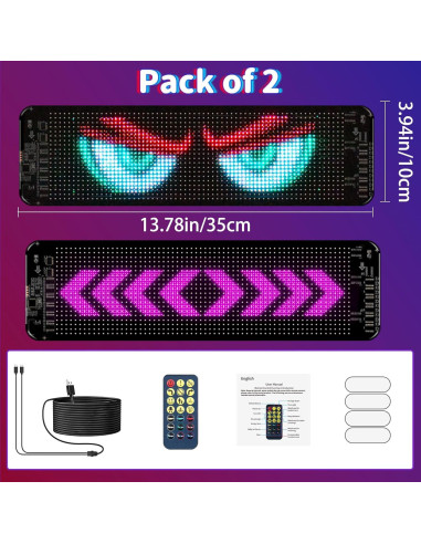 Gelrova Luz LED Ojos Diabólicos Doble Panel 35.56cm USB Control Remoto