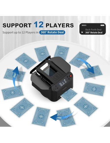 Barajador y Repartidor Automático CARDSPIN MAX6, 2 Mazos, Negro