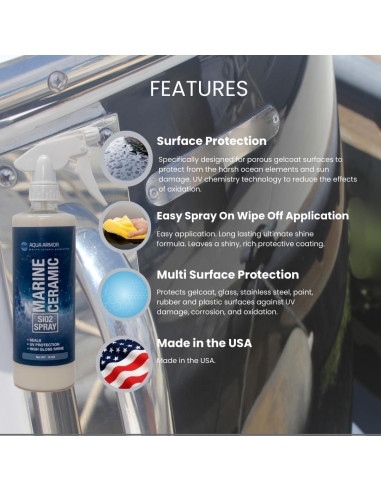 Spray Cerámico Si02 Marino Aqua Armor 16 oz - Protección UV