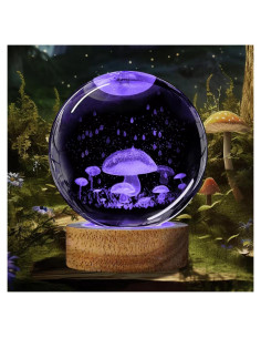 Luz Nocturna Hongo 3D ZXBLAQ Bola de Cristal 8 cm LED 16 Colores