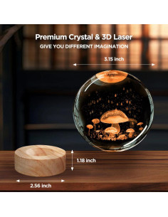 Luz Nocturna Hongo 3D ZXBLAQ Bola de Cristal 8 cm LED 16 Colores 2