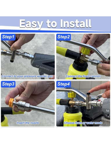 Cañón de Espuma M MINGLE PW69-1 con Conector Doble y 5 Boquillas