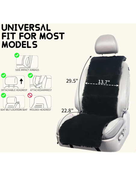 Cubierta de Asiento de Coche Aegis de Piel de Oveja Negra
